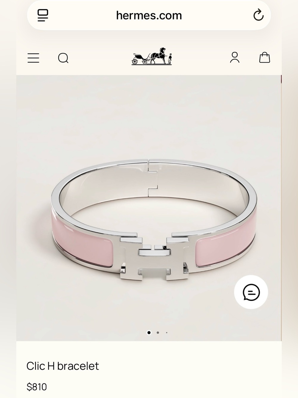 Pink Enamel 'Hermés Clic Clac Bracelet